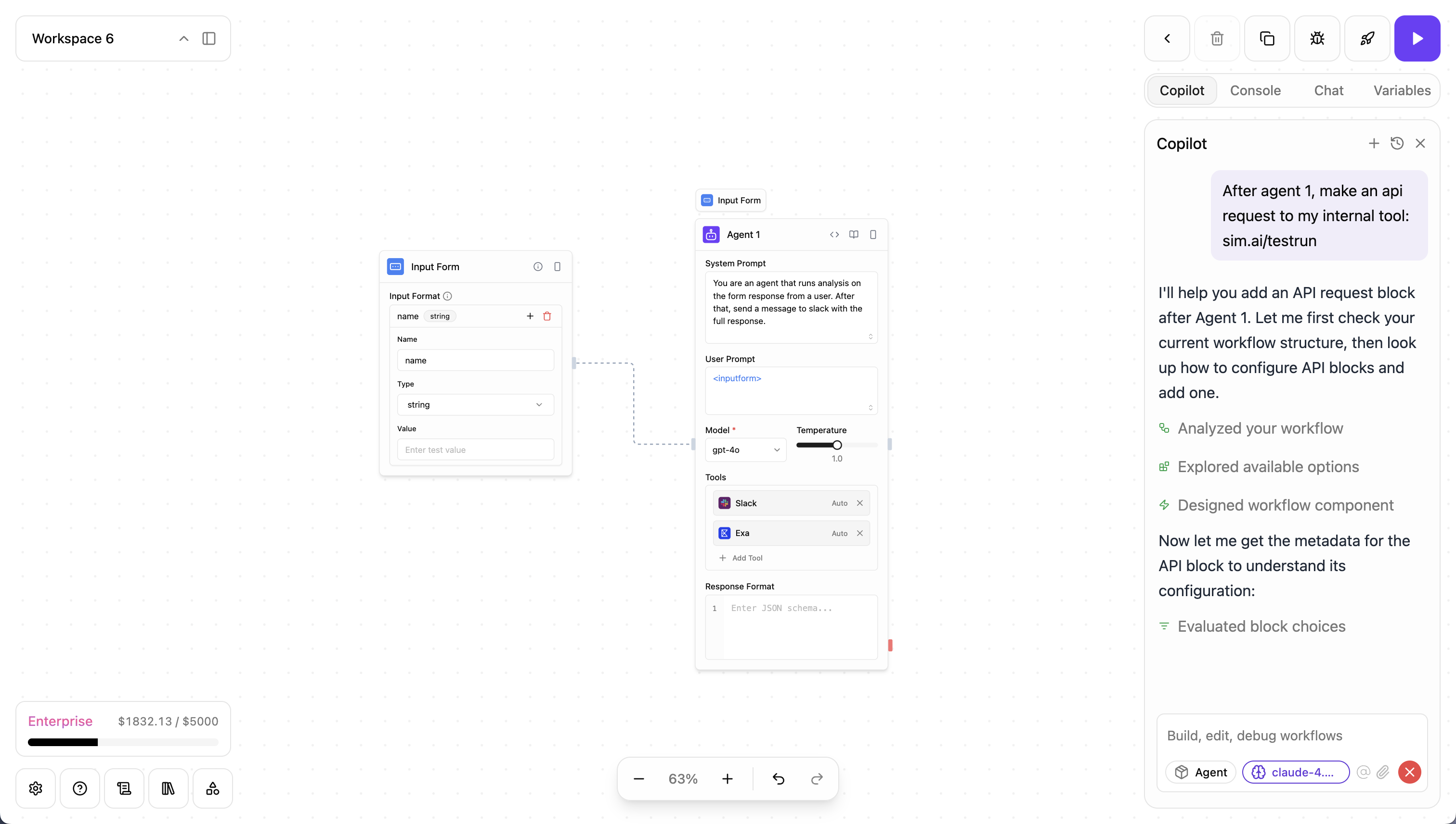 Nawa AI Copilot assisting with workflow development